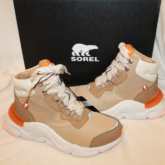 NIB SOREL WOMEN'S SNEAKER ANKLE WATERPROOF BOOTS BUFF TAN‎ - Picture 1 of 9